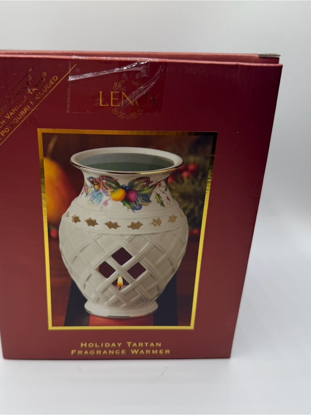 Lenox White Ceramic Holiday Fragrance Warmer with Multicolor Fruit Accent